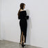 Off shoulder fur sleeve dress